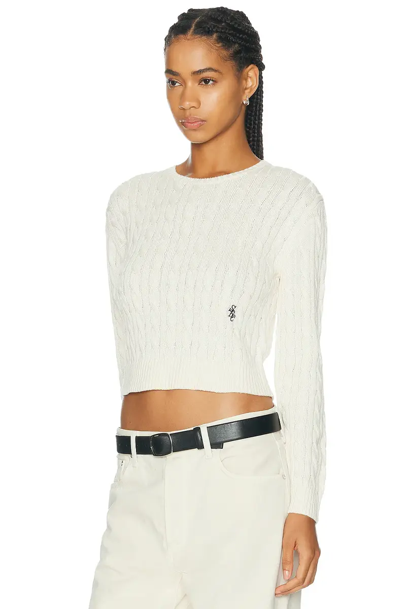 Sporty & Rich Signature Logo Cable Sweater | Thumbnail 2