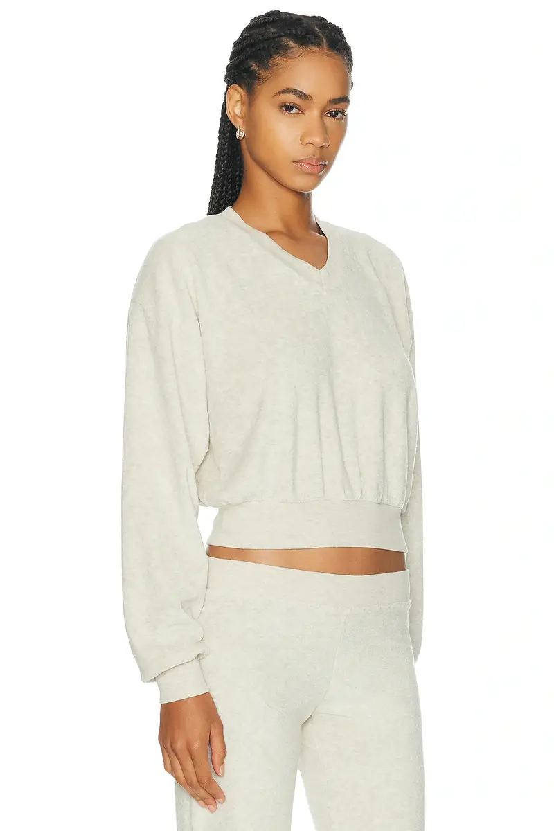 Eterne Cropped V-Neck Terry Sweatshirt | Thumbnail 2 Eterne Cropped V-Neck Terry Sweatshirt | Thumbnail 2