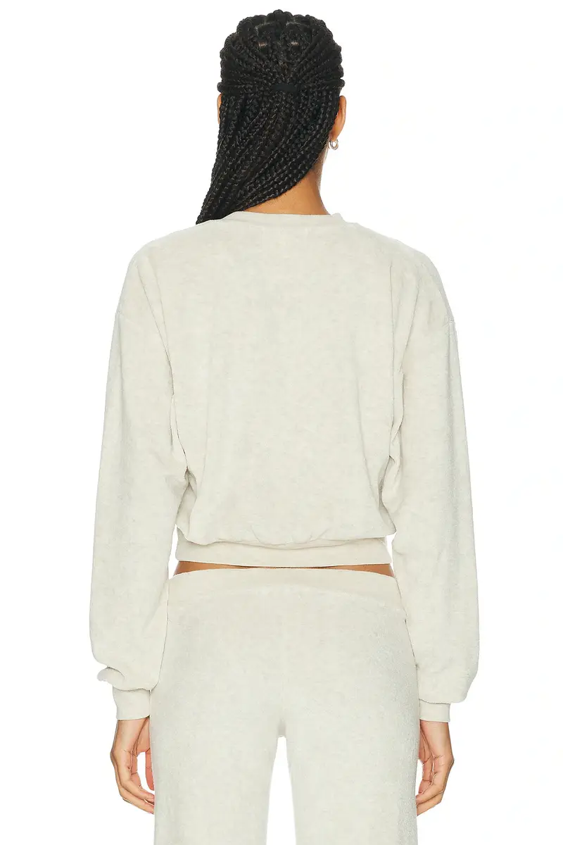 Eterne Cropped V-Neck Terry Sweatshirt | Thumbnail 3 Eterne Cropped V-Neck Terry Sweatshirt | Thumbnail 3