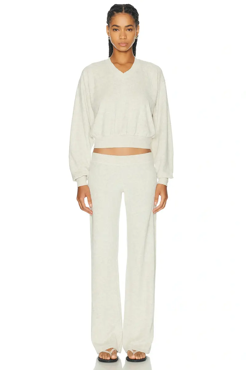 Eterne Cropped V-Neck Terry Sweatshirt | Thumbnail 4 Eterne Cropped V-Neck Terry Sweatshirt | Thumbnail 4