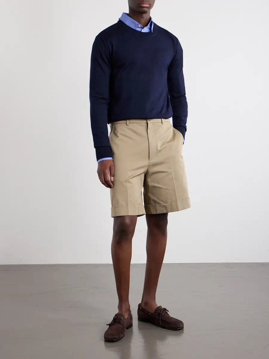 Valentino Garavani Straight-Leg Cotton-Gabardine Shorts - Men | Thumbnail 2 Valentino Garavani Straight-Leg Cotton-Gabardine Shorts - Men | Thumbnail 2