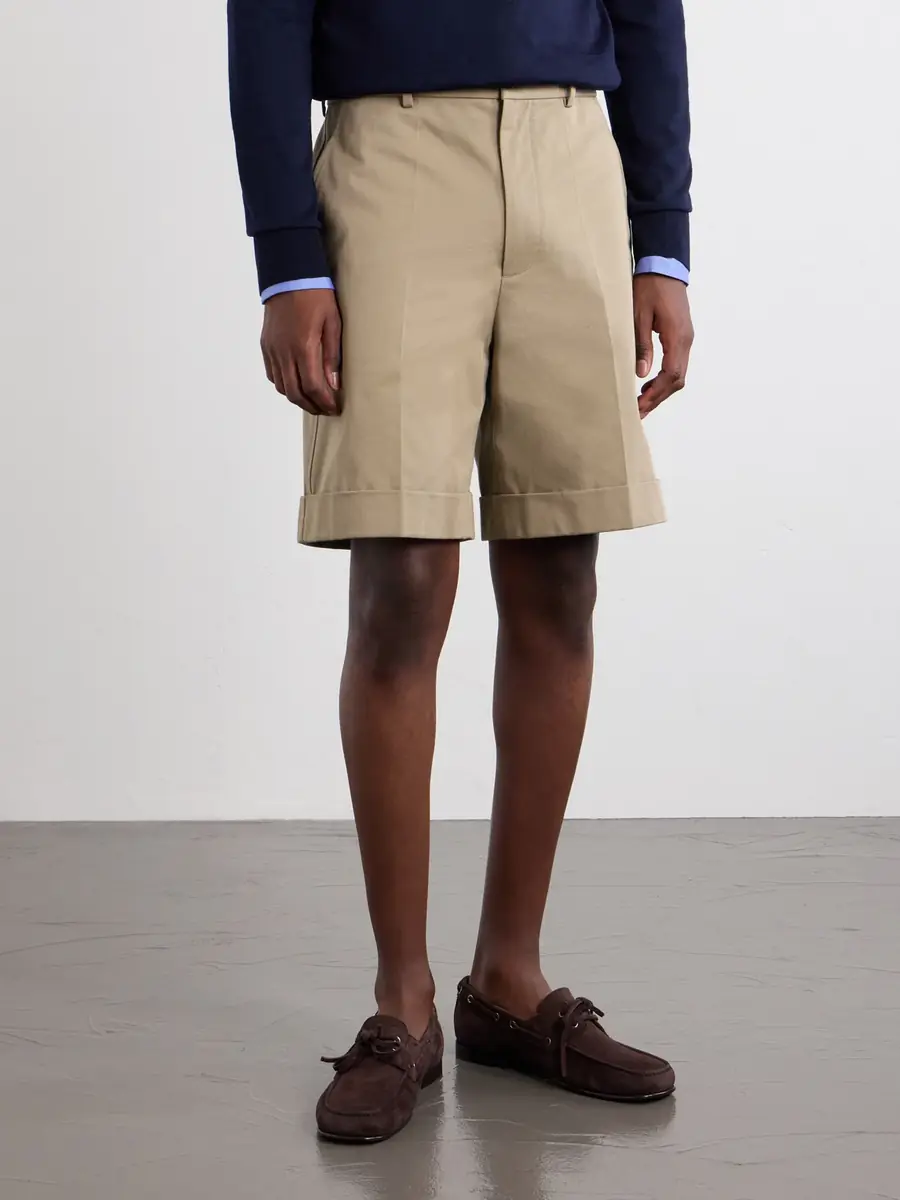 Valentino Garavani Straight-Leg Cotton-Gabardine Shorts - Men | Thumbnail 3 Valentino Garavani Straight-Leg Cotton-Gabardine Shorts - Men | Thumbnail 3