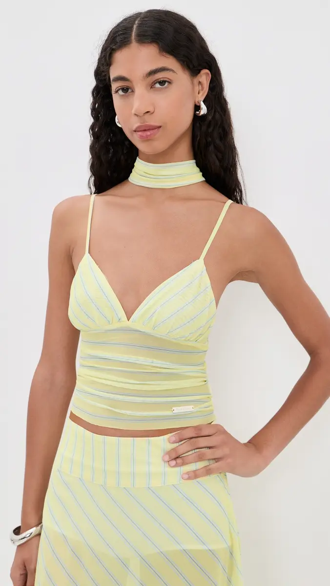 House of Sunny Striped Mesh Cami Top | Thumbnail 2 House of Sunny Striped Mesh Cami Top | Thumbnail 2
