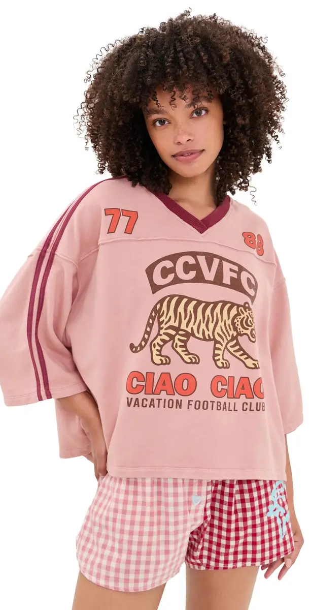 Ciao Ciao Vacation Tiger pirit Club Tee Pink | Image 1 Ciao Ciao Vacation Tiger pirit Club Tee Pink | Image 1