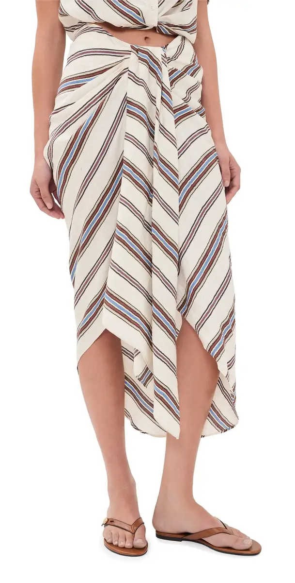 A.L.C. A. L.C. Rhodes Striped Linen Blend Midi Skirt | Image 1 A.L.C. A. L.C. Rhodes Striped Linen Blend Midi Skirt | Image 1