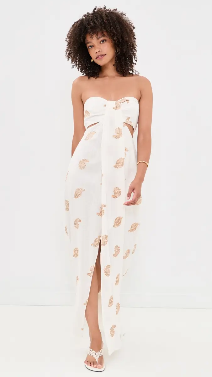 Dress To Embroidered Shell Linen Maxi Dress | Thumbnail 2 Dress To Embroidered Shell Linen Maxi Dress | Thumbnail 2
