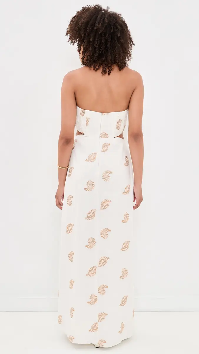Dress To Embroidered Shell Linen Maxi Dress | Thumbnail 3 Dress To Embroidered Shell Linen Maxi Dress | Thumbnail 3