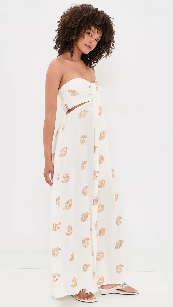 Dress To Embroidered Shell Linen Maxi Dress | Thumbnail 4 Dress To Embroidered Shell Linen Maxi Dress | Thumbnail 4