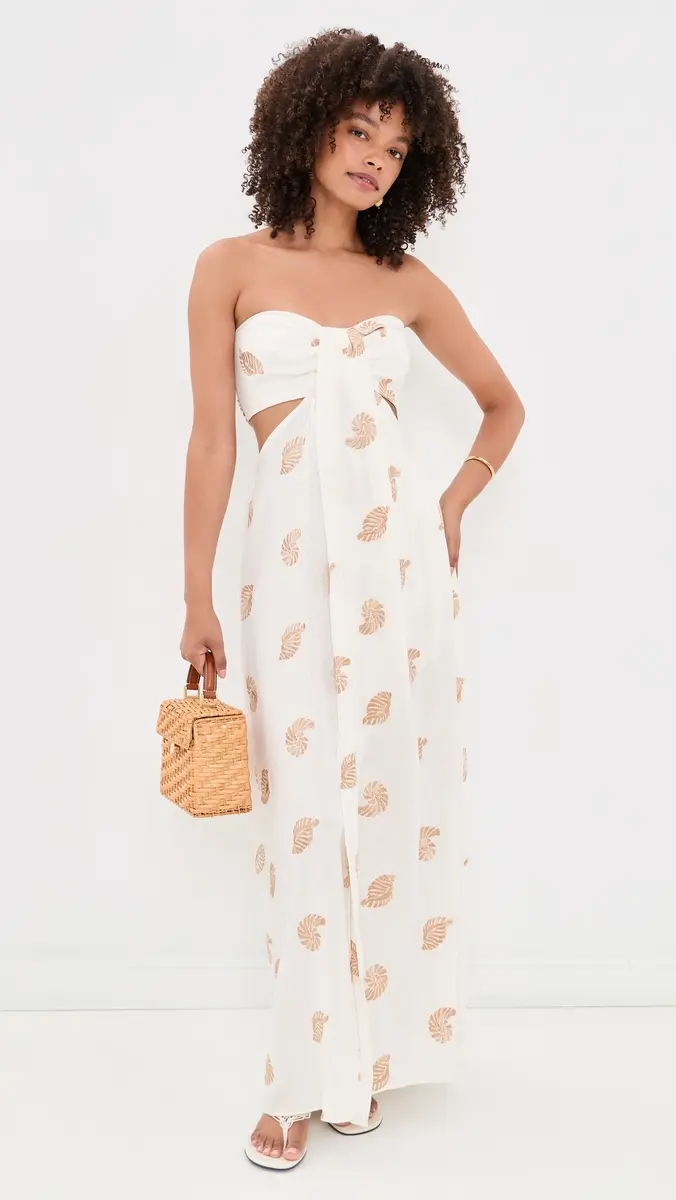 Dress To Embroidered Shell Linen Maxi Dress | Thumbnail 5 Dress To Embroidered Shell Linen Maxi Dress | Thumbnail 5