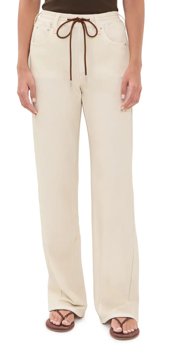rag & bone Rb Miramar Terry Drawcord Wide Leg Pants Ecru S | Image 1 rag & bone Rb Miramar Terry Drawcord Wide Leg Pants Ecru S | Image 1