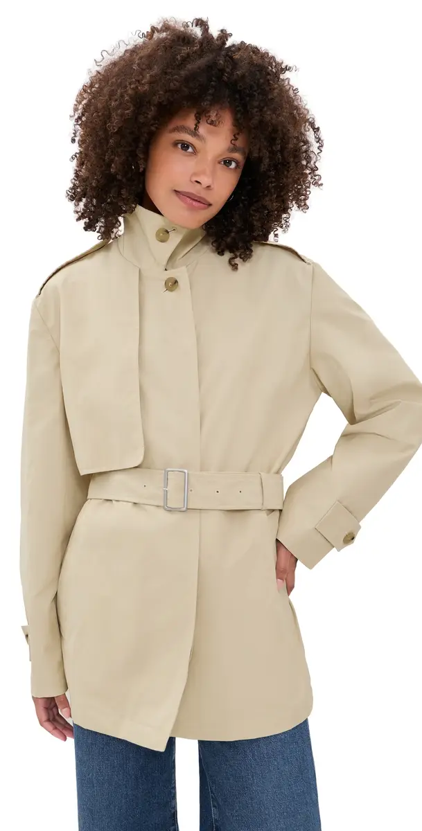 Vince Cotton Blend Short Trench Jacket Lt Maiz | Image 1 Vince Cotton Blend Short Trench Jacket Lt Maiz | Image 1
