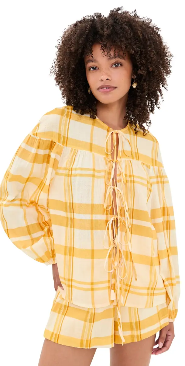 Dress To Off-white Yellow Frescor Front Ties Blouse Off-White Yellow Fresco | Image 1 Dress To Off-white Yellow Frescor Front Ties Blouse Off-White Yellow Fresco | Image 1