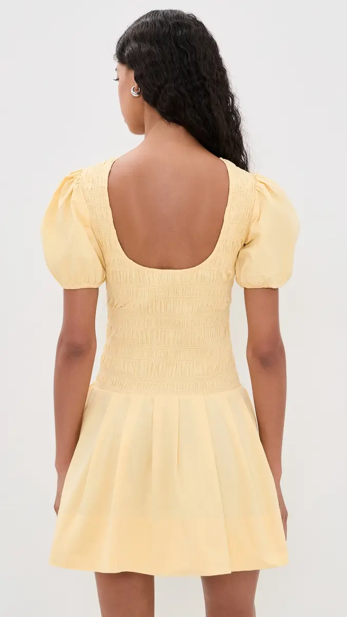 Ganni Cotton Mini Smocked Pleated Dress | Thumbnail 3 Ganni Cotton Mini Smocked Pleated Dress | Thumbnail 3