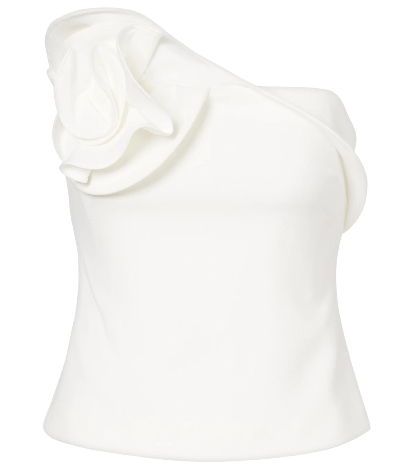 Floral-appliqué strapless crêpe top