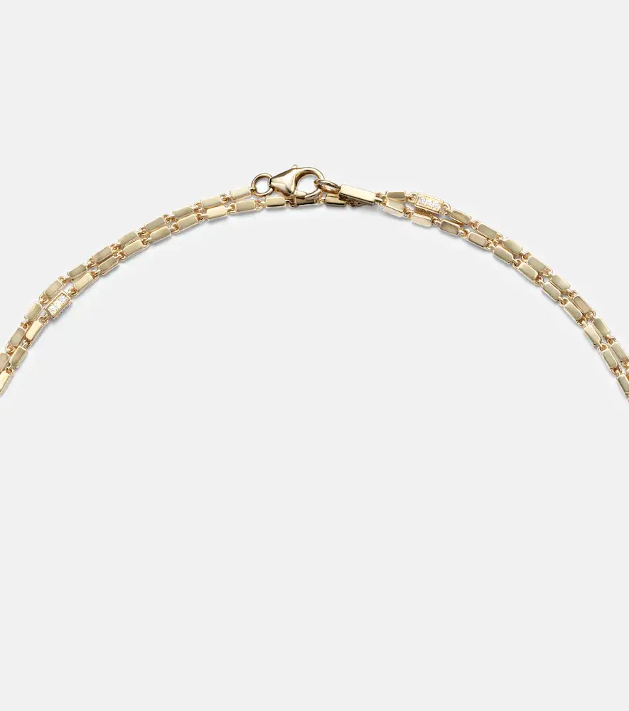 Suzanne Kalan Block-Chain 18kt gold chain necklace with diamonds | Thumbnail 2