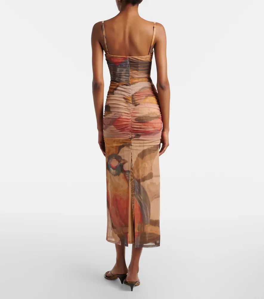 SIR. Draped printed mesh midi dress | Thumbnail 3 SIR. Draped printed mesh midi dress | Thumbnail 3