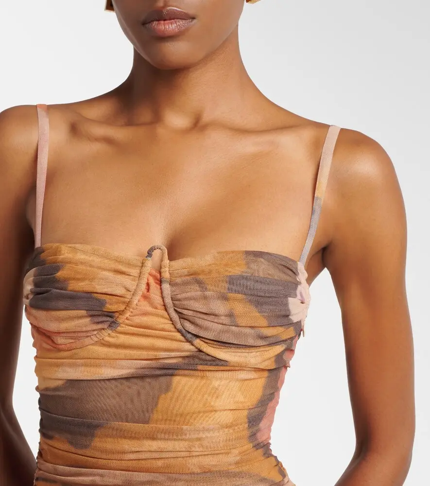SIR. Draped printed mesh midi dress | Thumbnail 5 SIR. Draped printed mesh midi dress | Thumbnail 5