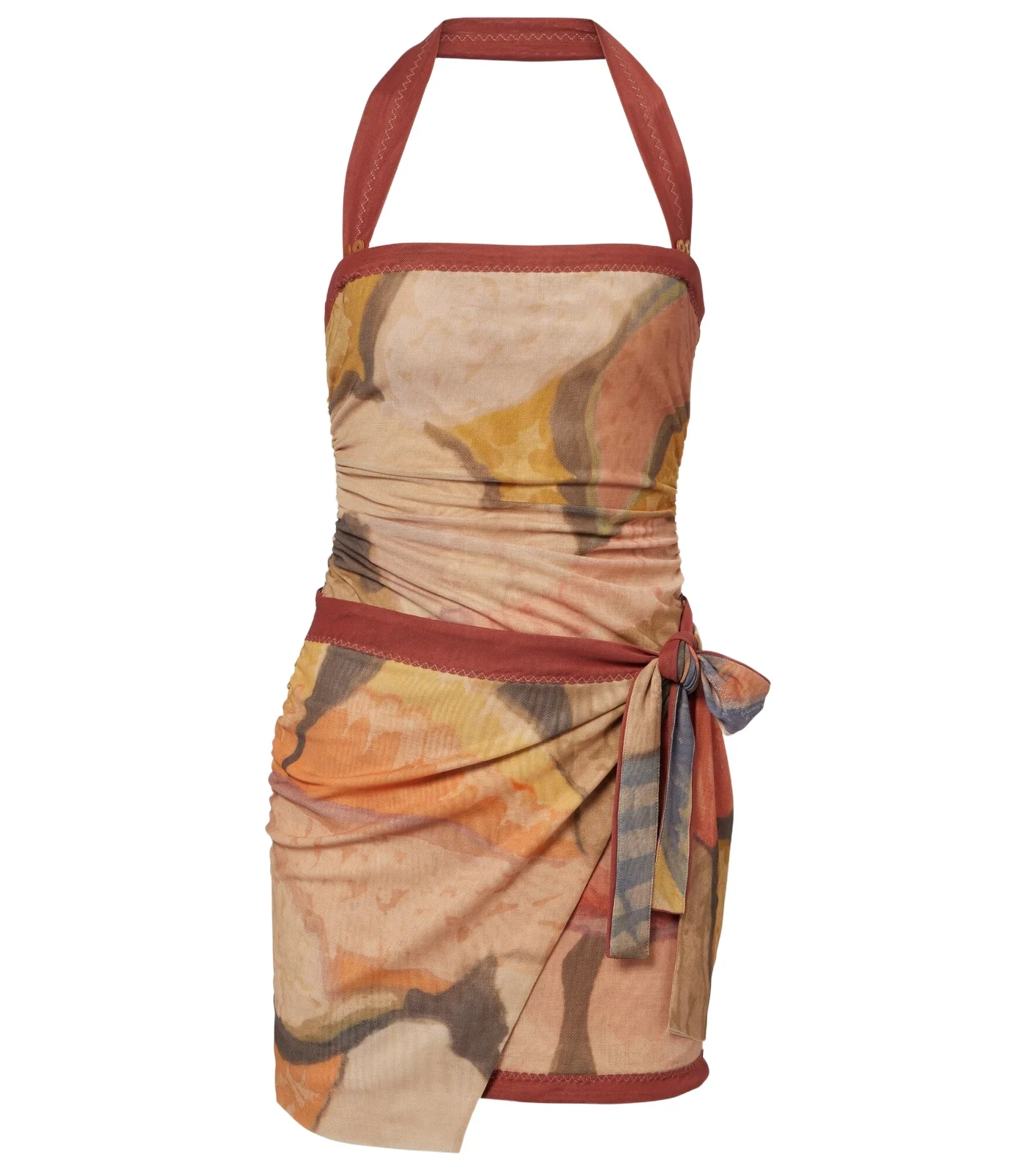 Printed halterneck mesh minidress Printed halterneck mesh minidress