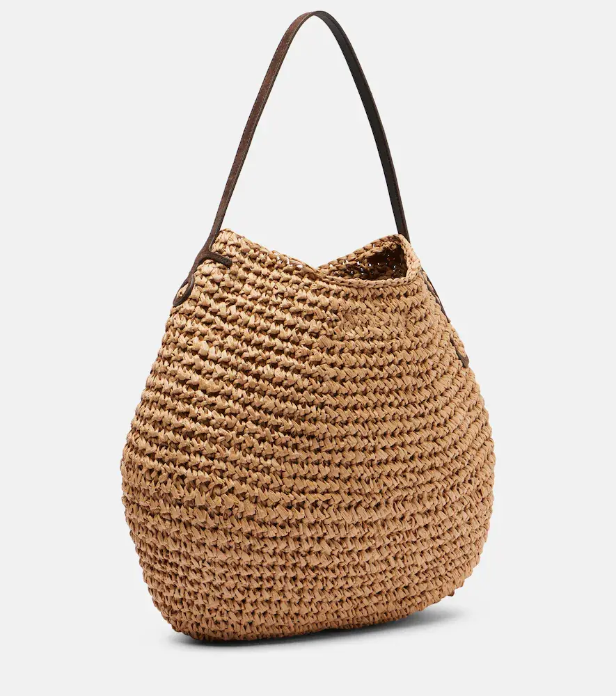 JW Anderson Bulb XL leather-trimmed raffia shoulder bag | Thumbnail 3