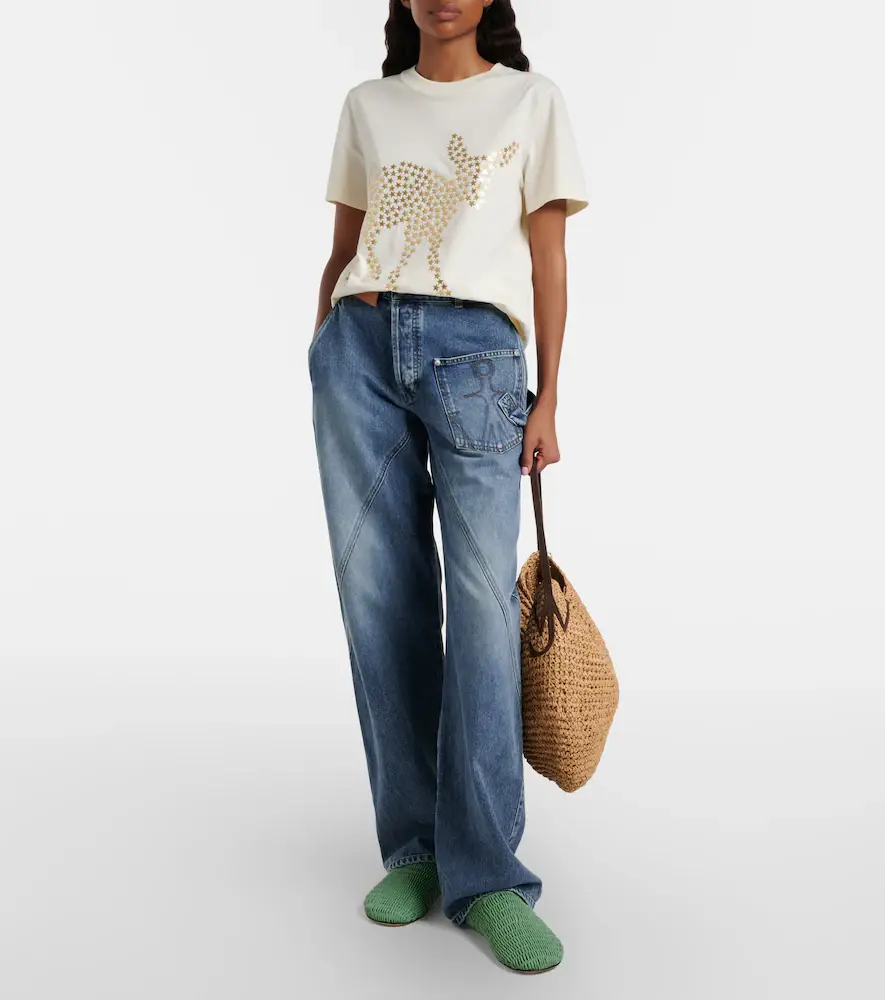 JW Anderson Bulb XL leather-trimmed raffia shoulder bag | Thumbnail 5