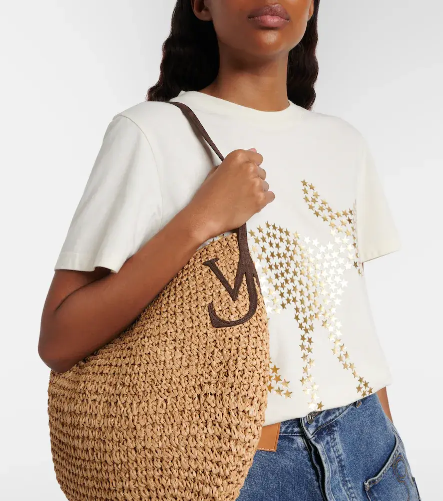 JW Anderson Bulb XL leather-trimmed raffia shoulder bag | Thumbnail 6