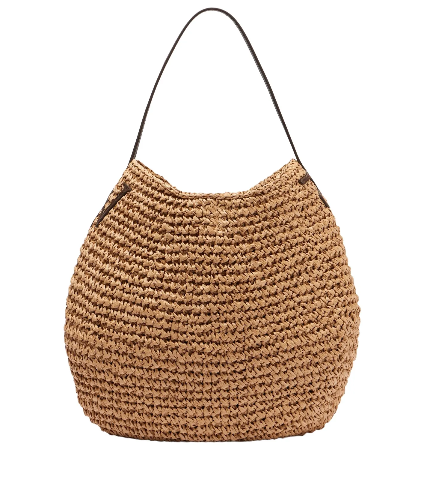 Bulb XL leather-trimmed raffia shoulder bag