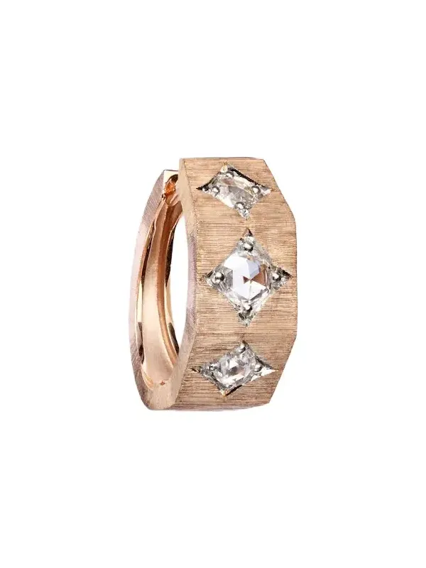 Ecrou 18kt rose gold single hoop earring with diamonds Ecrou 18kt rose gold single hoop earring with diamonds