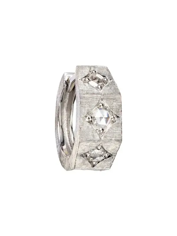 Ecrou 18kt white gold single hoop earring with diamonds