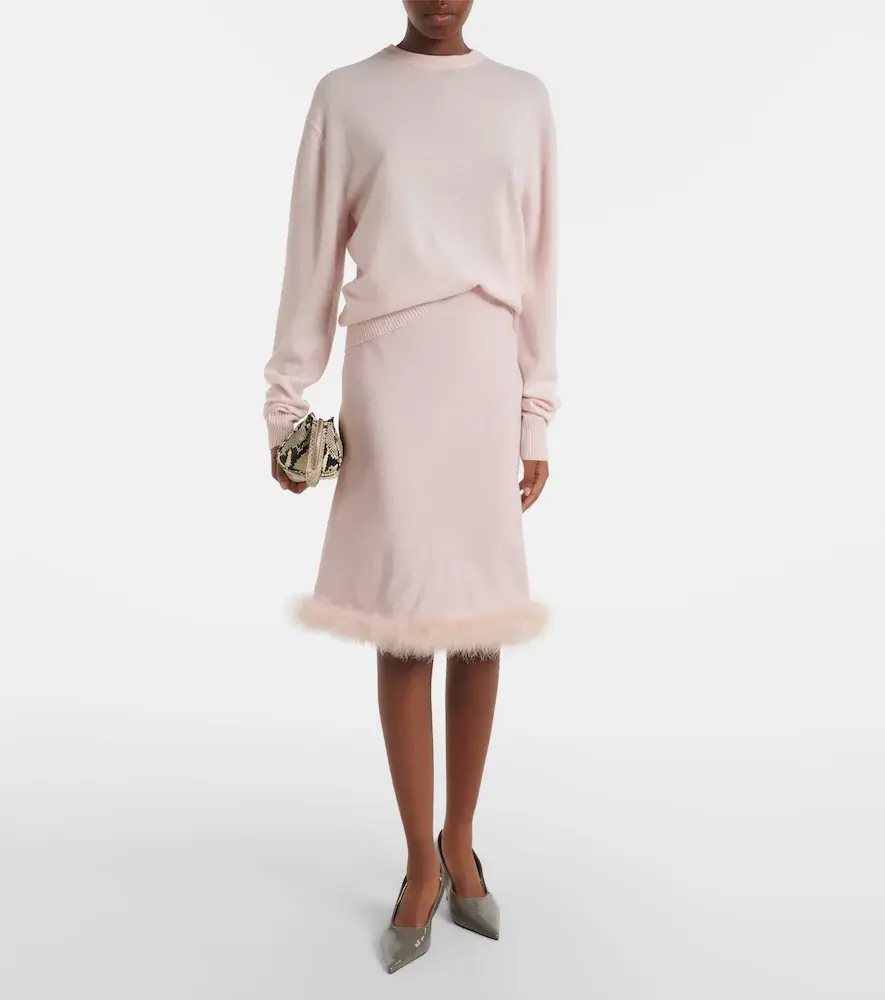 Dorothee Schumacher Soft Vibes feather-trimmed midi skirt | Thumbnail 4