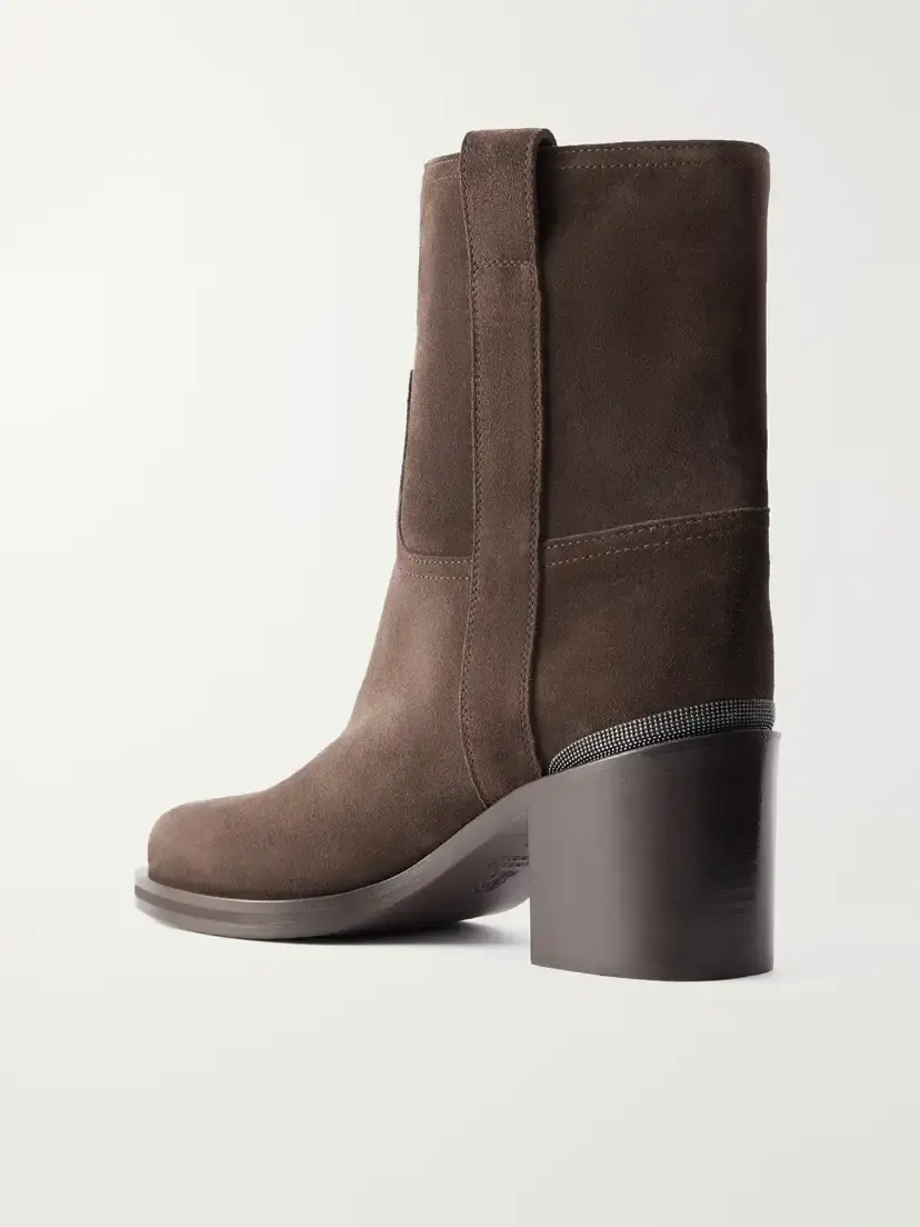 Brunello Cucinelli Bead-embellished Suede Ankle Boots | Thumbnail 3 Brunello Cucinelli Bead-embellished Suede Ankle Boots | Thumbnail 3