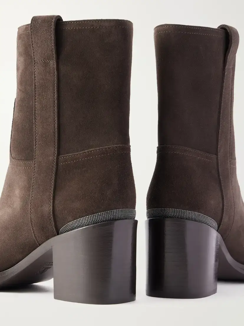 Brunello Cucinelli Bead-embellished Suede Ankle Boots | Thumbnail 5 Brunello Cucinelli Bead-embellished Suede Ankle Boots | Thumbnail 5