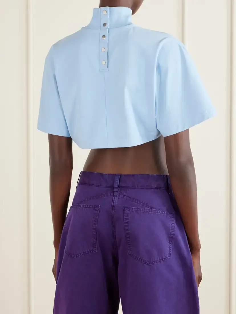 Alaïa Cropped Cotton-jersey Turtleneck T-shirt | Thumbnail 3 Alaïa Cropped Cotton-jersey Turtleneck T-shirt | Thumbnail 3