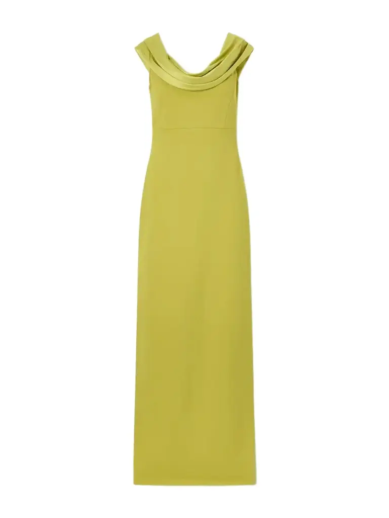 Solace London Adele Draped Satin-trimmed Crepe Maxi Dress | Image 1 Solace London Adele Draped Satin-trimmed Crepe Maxi Dress | Image 1