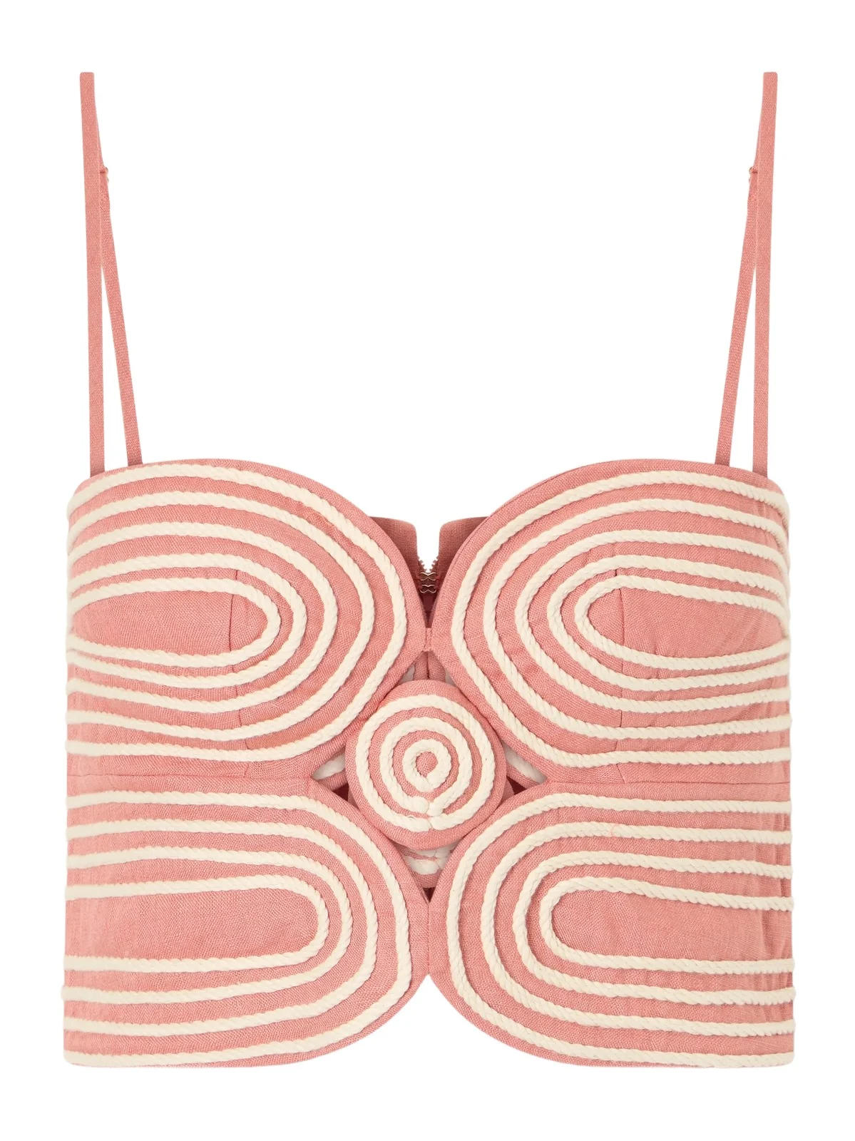 Baía Cropped Embroidered Linen And Cotton-blend Top - Pink Baía Cropped Embroidered Linen And Cotton-blend Top - Pink