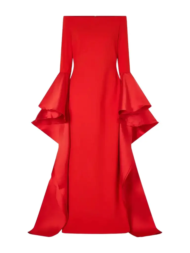 Solace London Astria Draped Satin-trimmed Crepe Gown | Image 1 Solace London Astria Draped Satin-trimmed Crepe Gown | Image 1