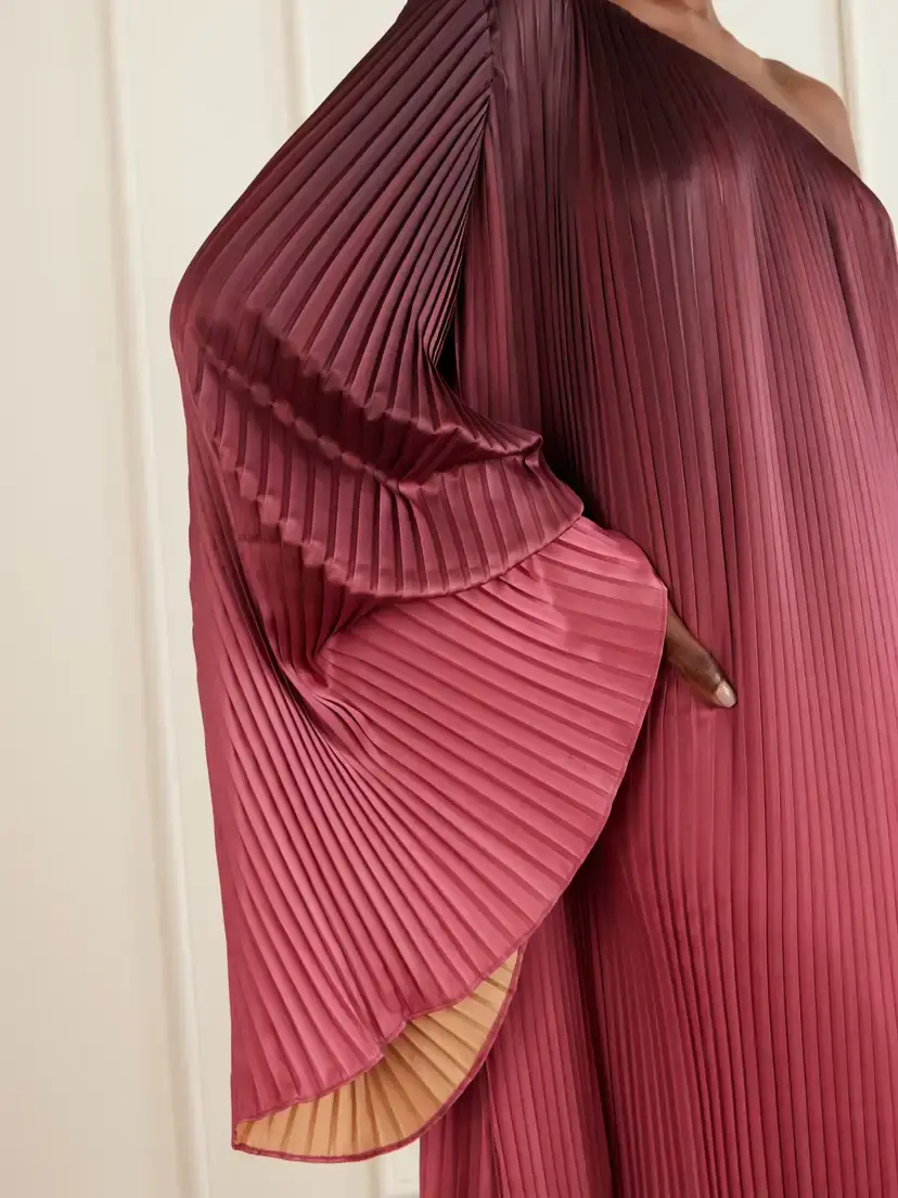 Dima Ayad One-shoulder Pleated Satin Midi Dress | Thumbnail 4