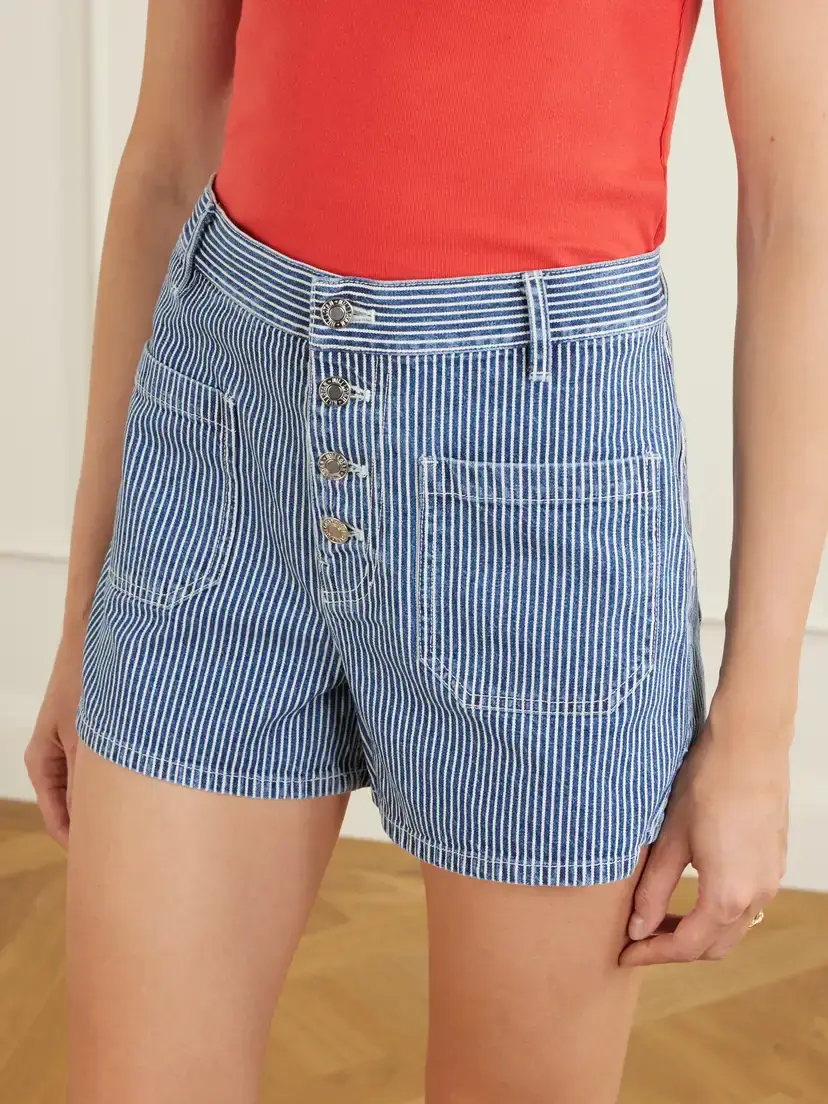 Nili Lotan Harley Striped Denim Shorts | Thumbnail 4 Nili Lotan Harley Striped Denim Shorts | Thumbnail 4