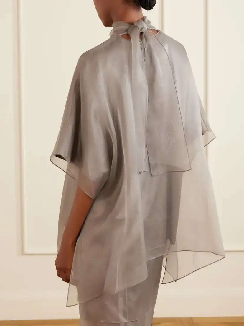 Brandon Maxwell The Cali Tie-detailed Layered Silk-organza Blouse | Thumbnail 3 Brandon Maxwell The Cali Tie-detailed Layered Silk-organza Blouse | Thumbnail 3