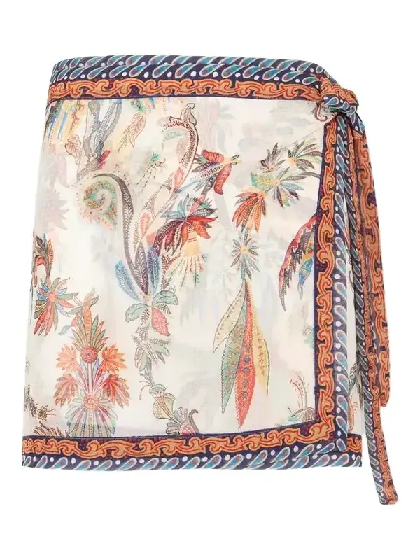 Printed Voile Mini Wrap Skirt