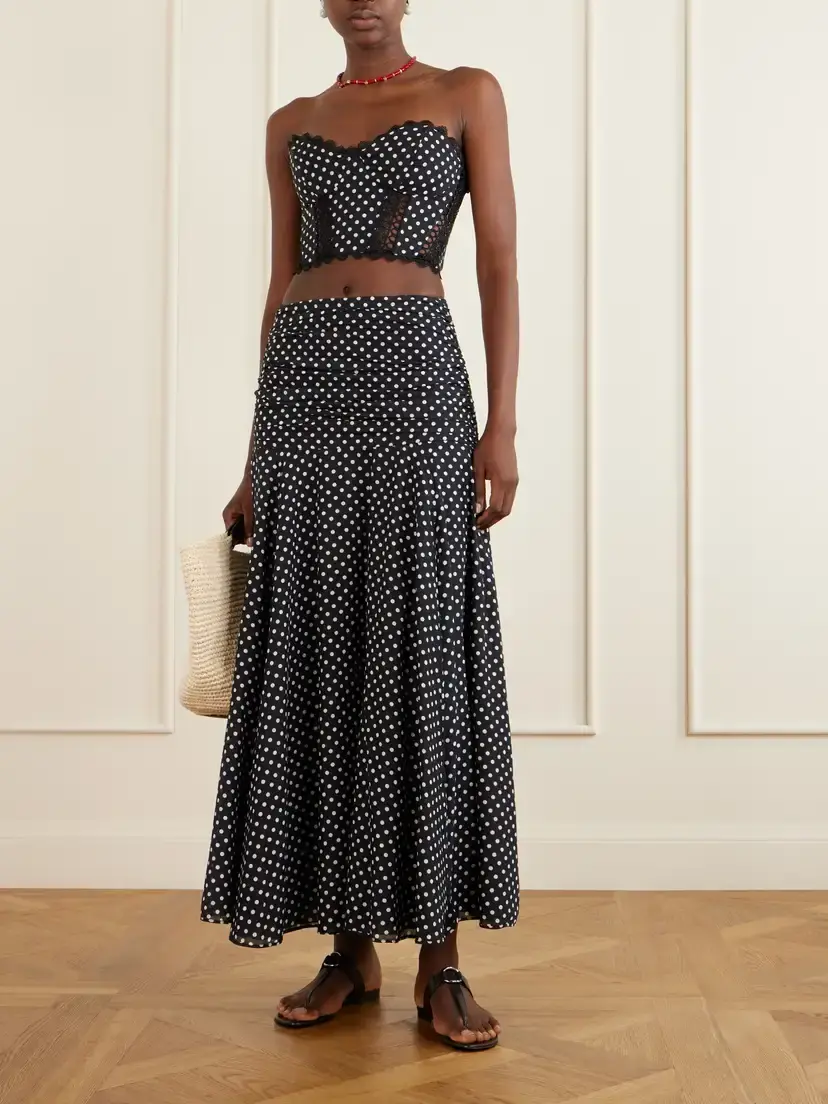 Charo Ruiz Senda Polka-dot Cotton-blend Maxi Skirt | Thumbnail 2 Charo Ruiz Senda Polka-dot Cotton-blend Maxi Skirt | Thumbnail 2