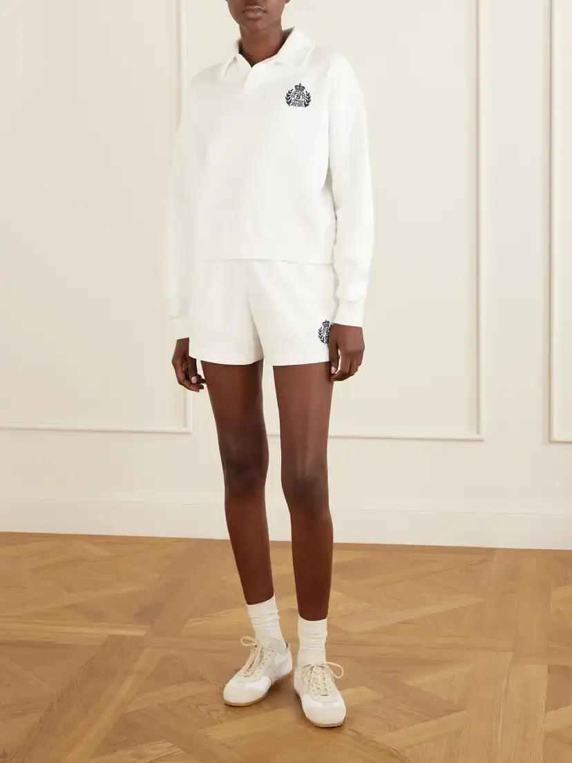 Sporty & Rich Embroidered Ribbed-detail Cotton Sweatshirt | Thumbnail 2 Sporty & Rich Embroidered Ribbed-detail Cotton Sweatshirt | Thumbnail 2
