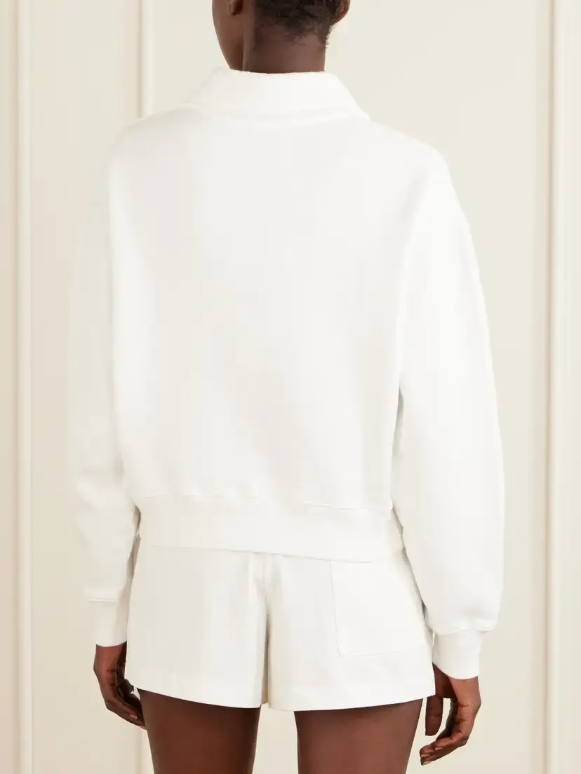 Sporty & Rich Embroidered Ribbed-detail Cotton Sweatshirt | Thumbnail 3 Sporty & Rich Embroidered Ribbed-detail Cotton Sweatshirt | Thumbnail 3
