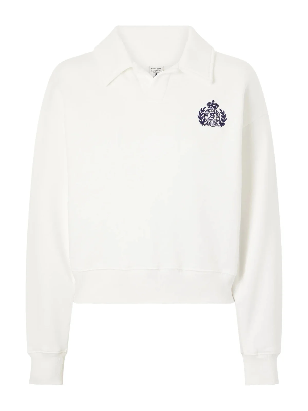 Sporty & Rich Embroidered Ribbed-detail Cotton Sweatshirt