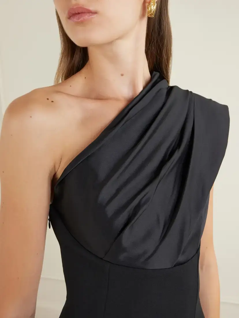 Solace London Gracie One-shoulder Pleated Satin Gown | Thumbnail 4 Solace London Gracie One-shoulder Pleated Satin Gown | Thumbnail 4