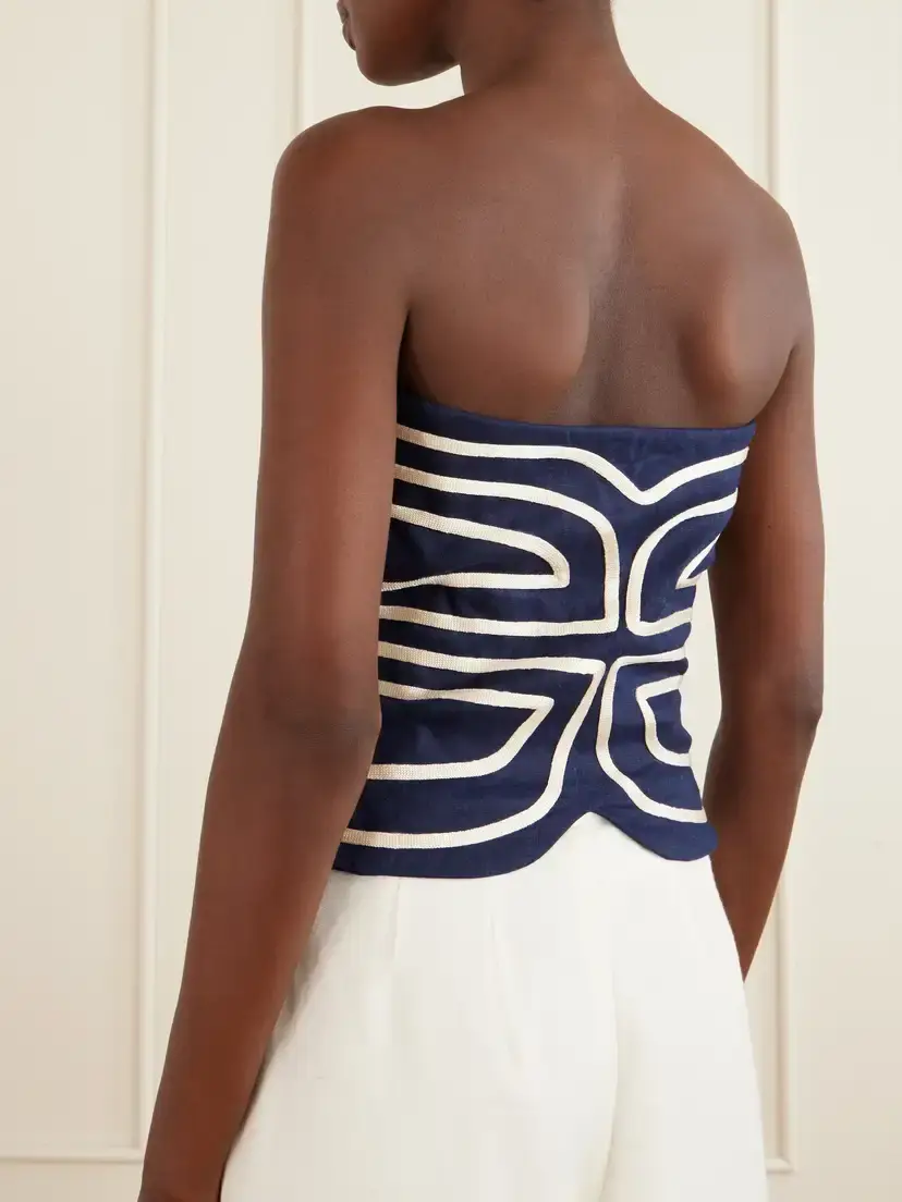 ANDRES OTALORA Serengeti Embroidered Linen-blend Top | Thumbnail 3