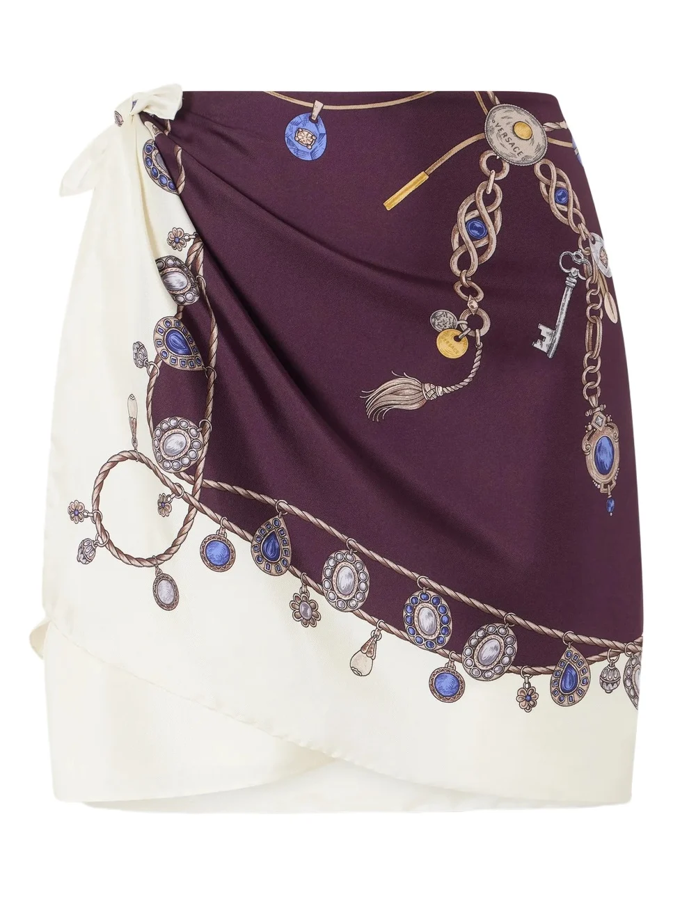 Printed Silk-twill Mini Wrap Skirt