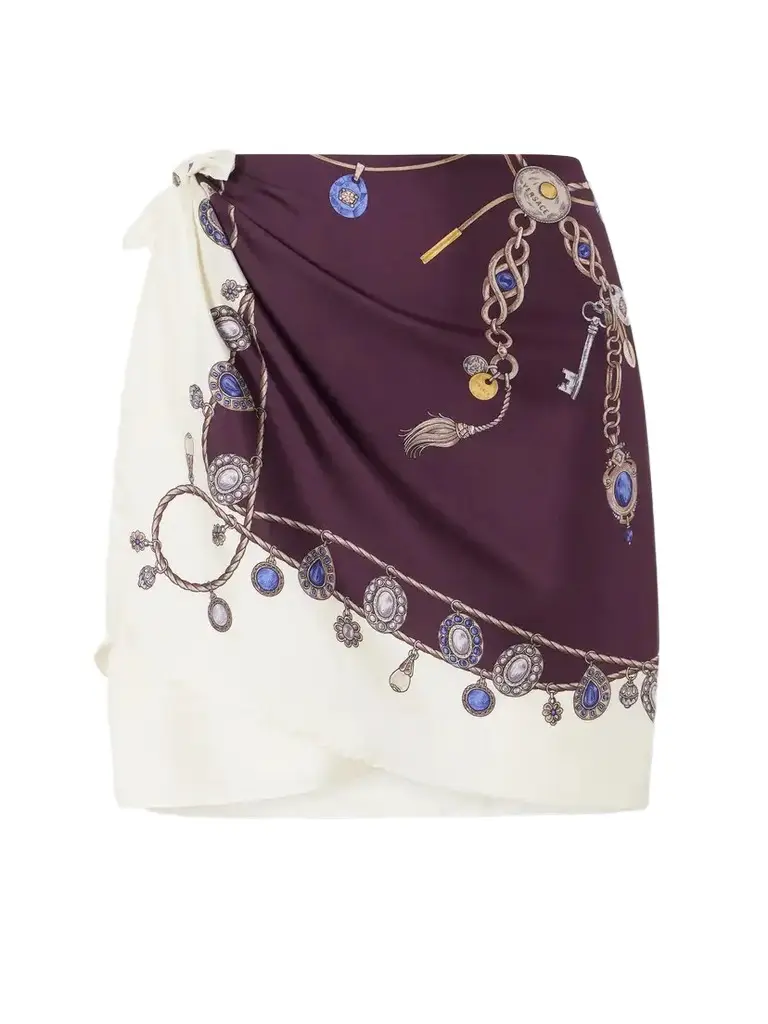Versace Printed Silk-twill Mini Wrap Skirt | Image 1 Versace Printed Silk-twill Mini Wrap Skirt | Image 1