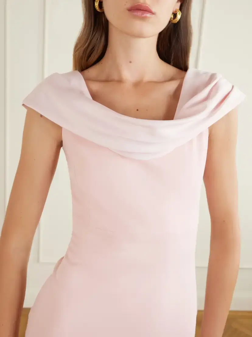 Solace London Adele Draped Satin-trimmed Crepe Maxi Dress | Thumbnail 4 Solace London Adele Draped Satin-trimmed Crepe Maxi Dress | Thumbnail 4