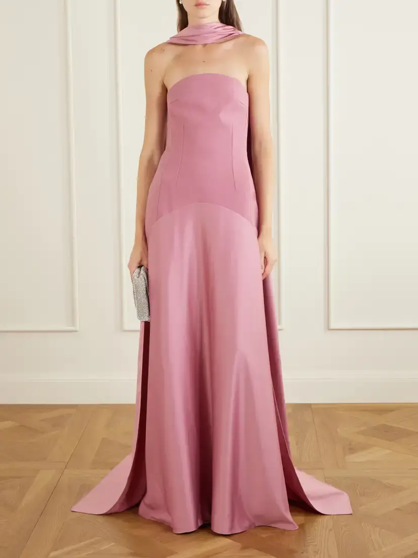 Solace London Mae Scarf-detailed Satin-trimmed Crepe Gown | Thumbnail 2
