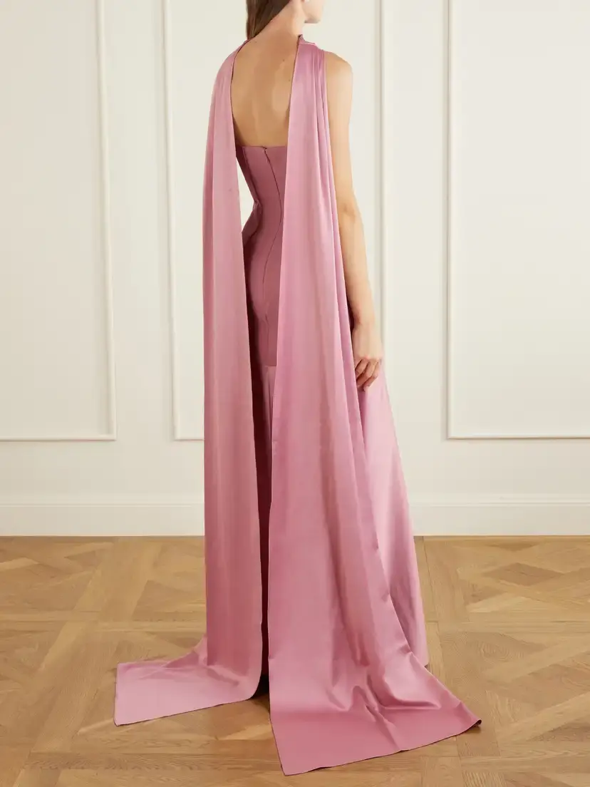 Solace London Mae Scarf-detailed Satin-trimmed Crepe Gown | Thumbnail 3